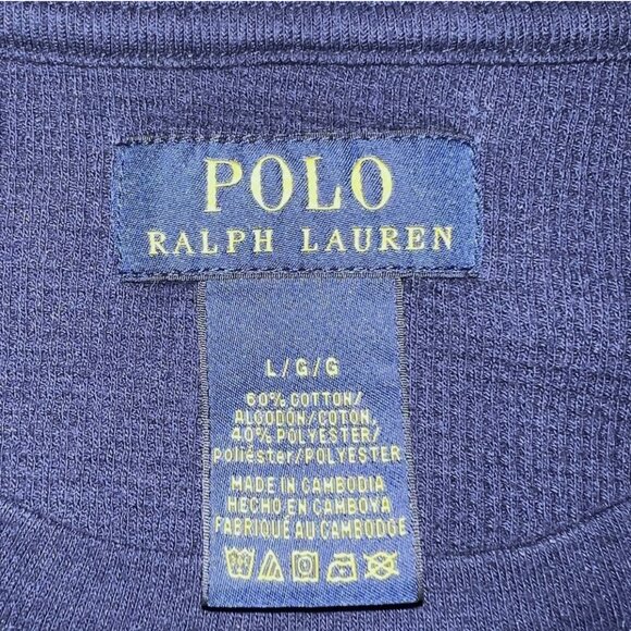 Ralph Lauren Polo Long Sleeve Large Men's Blue Waffle Pattern Thermal Shirt - Picture 6 of 7